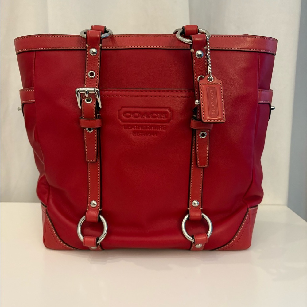 Coach Cherry Red Leather Tote